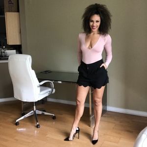 Black Scalloped Shorts